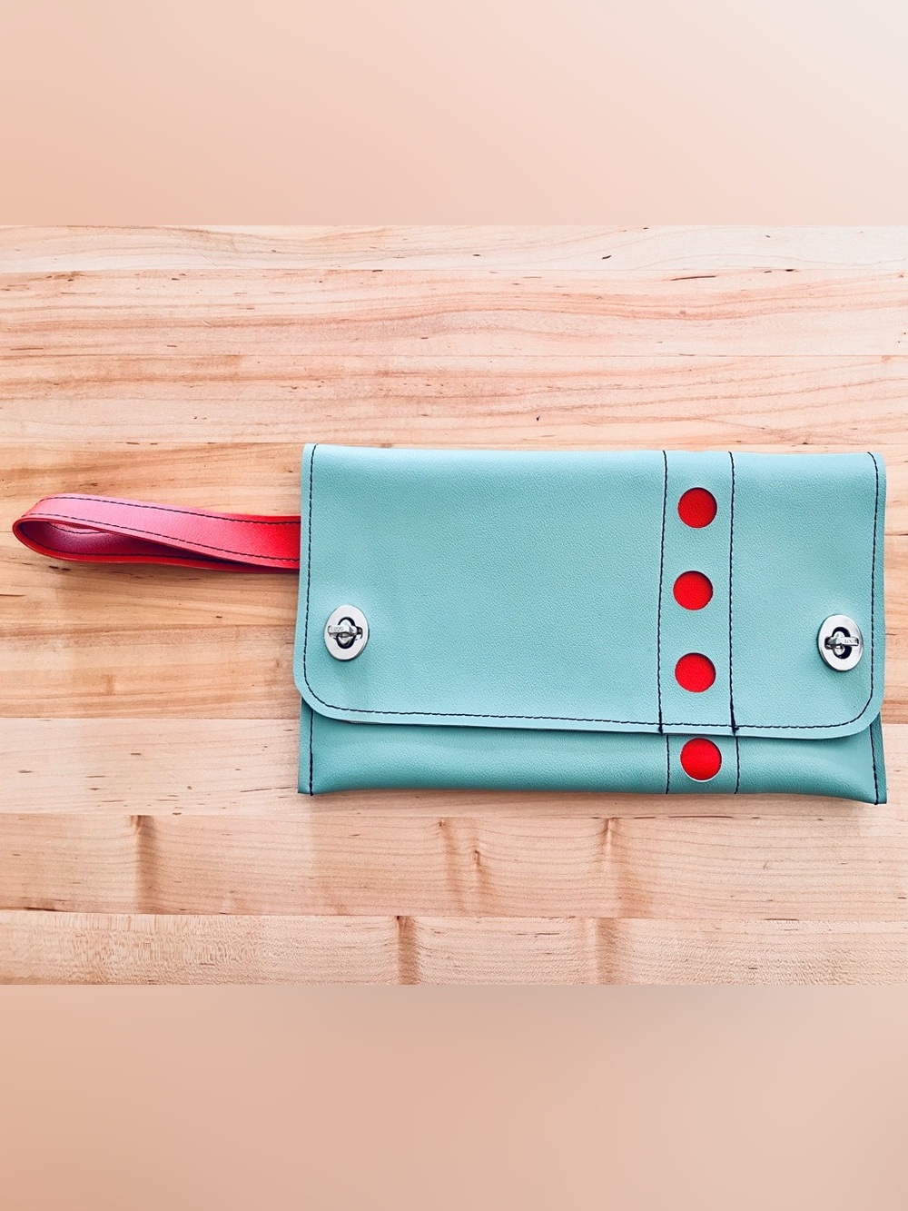 Holly Aiken Teal Turn Lock Clutch
